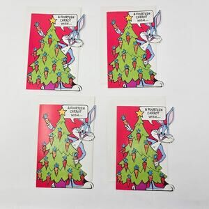 Bugs Bunny Christmas Cards Looney Tunes American Greetings Unused Set of 4 Vtg